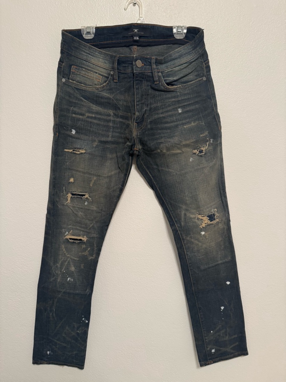 Distressed Men's Jeans - Black Washed Slim Fit